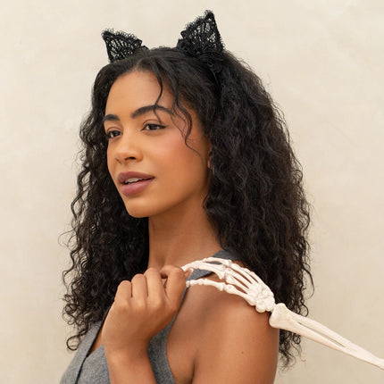 kitsch Black Cat Lace Headband & Mask