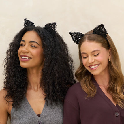 kitsch Black Cat Lace Headband & Mask