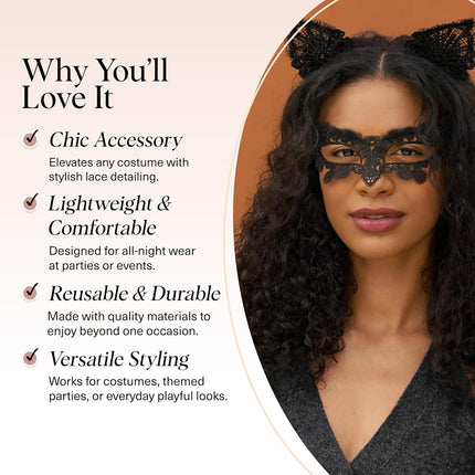 kitsch Black Cat Lace Headband & Mask