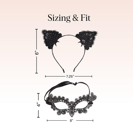 kitsch Black Cat Lace Headband & Mask
