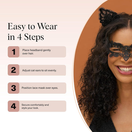 kitsch Black Cat Lace Headband & Mask