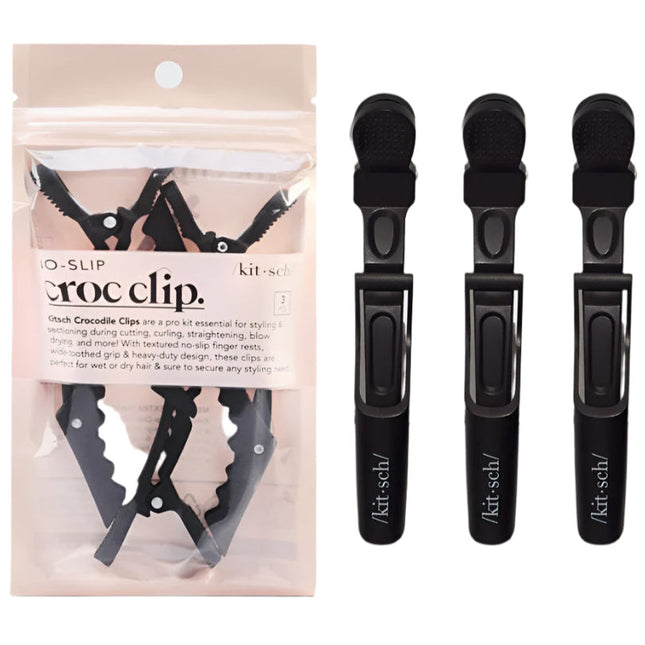 kitsch Black No-Slip Crocodile Clips 3pc Set