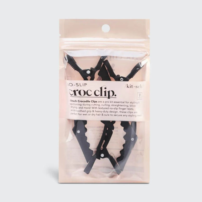 kitsch Black No-Slip Crocodile Clips 3pc Set