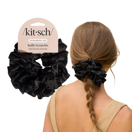 kitsch Black Ruffle Scrunchie