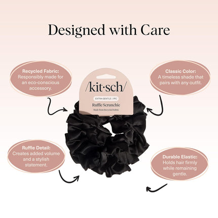 kitsch Black Ruffle Scrunchie