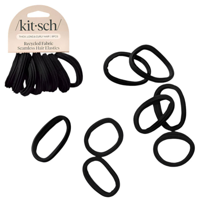 kitsch Black Seamless Hair Elastics 8pc Set