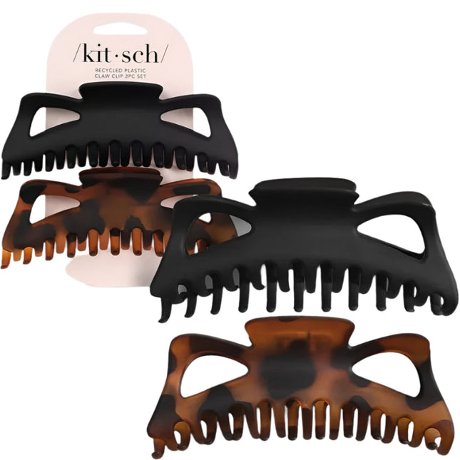 kitsch Black & Tort Classic Claw Clips 2pc Set - Jumbo