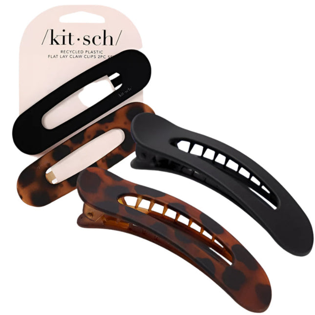 kitsch Black & Tort Flat Lay Claw Clips 2pc Set
