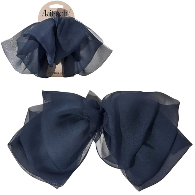 kitsch Blue Orchid Chiffon Bow Hair Clip