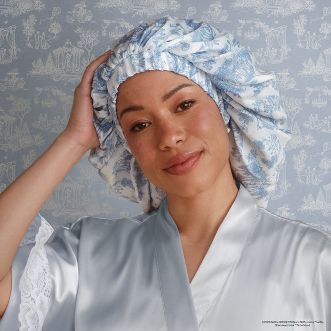 kitsch Bridgerton x Kitsch Breathable Satin Bonnet in Garden Toile