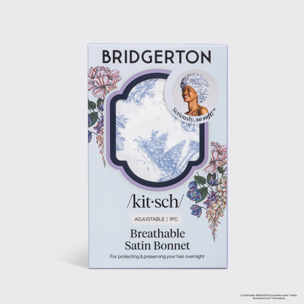 kitsch Bridgerton x Kitsch Breathable Satin Bonnet in Garden Toile