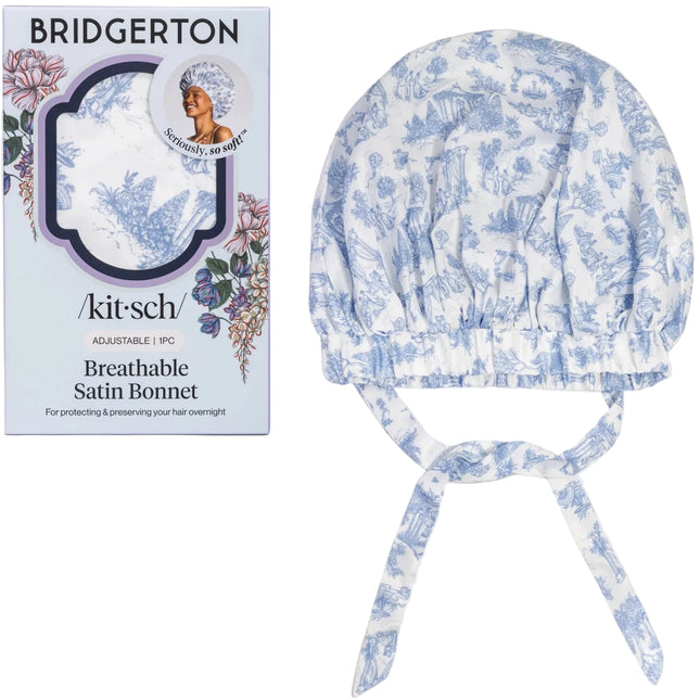 kitsch Bridgerton x Kitsch Breathable Satin Bonnet in Garden Toile