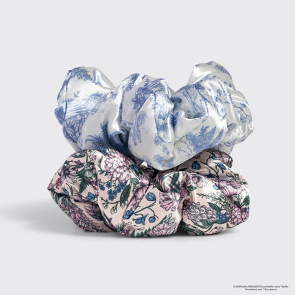 kitsch Bridgerton x Kitsch Satin Pillow Scrunchies® in Toile in Bloom