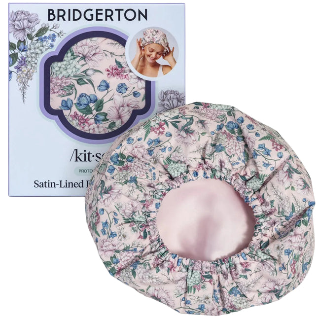 kitsch Bridgerton X Kitsch Satin-Lined Flexi Shower Cap in Wisteria