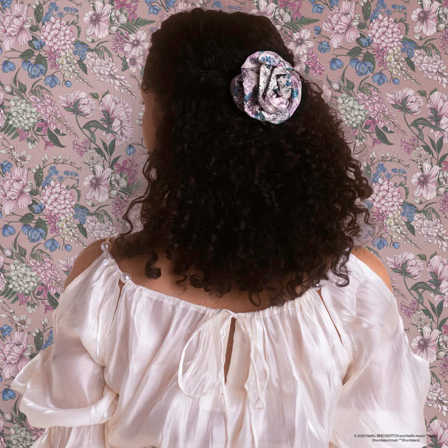 kitsch Bridgerton X Kitsch Satin Rosette Medium Flat Cloud Clip in Wisteria