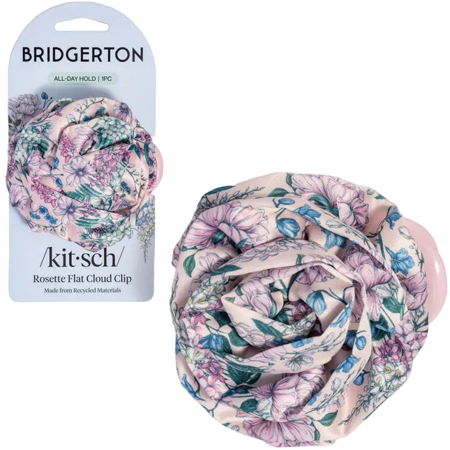 kitsch Bridgerton X Kitsch Satin Rosette Medium Flat Cloud Clip in Wisteria