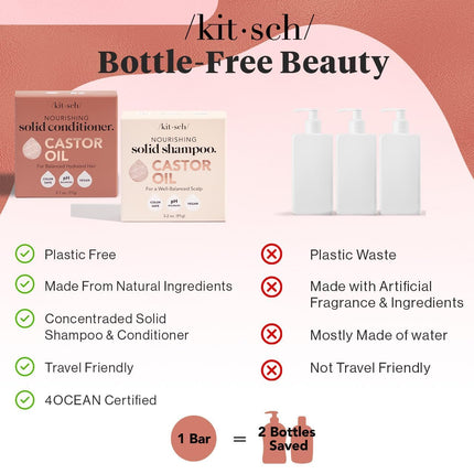 kitsch Castor Oil Shampoo and Conditioner Set for Dull & Dry Hair