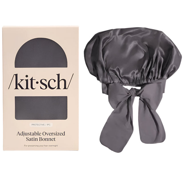 kitsch Charcoal Oversized Satin Bonnet