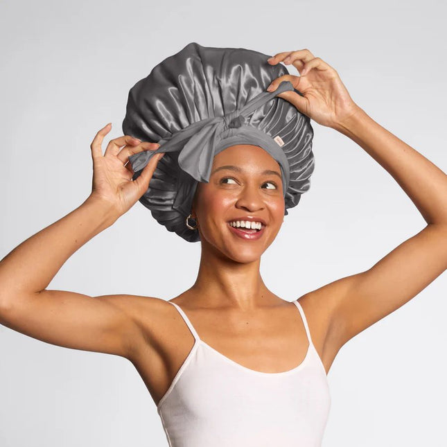 kitsch Charcoal Oversized Satin Bonnet
