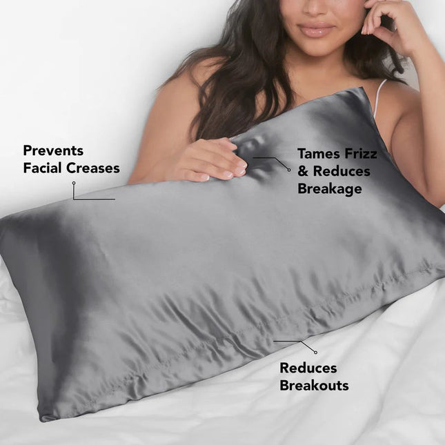 kitsch Charcoal Satin Pillowcase - King