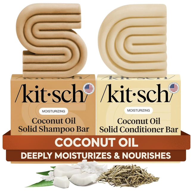 kitsch Coconut Oil Shampoo and Conditioner Set – Deep Moisturizing for Dry Damaged Hair