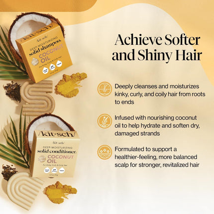 kitsch Coconut Oil Shampoo and Conditioner Set – Deep Moisturizing for Dry Damaged Hair