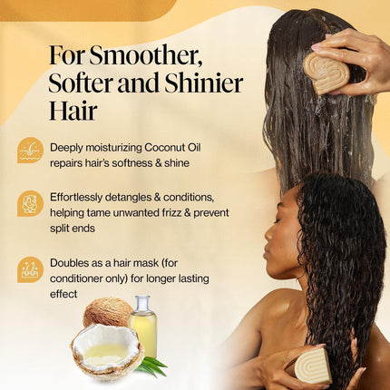 kitsch Coconut Oil Shampoo and Conditioner Set – Deep Moisturizing for Dry Damaged Hair