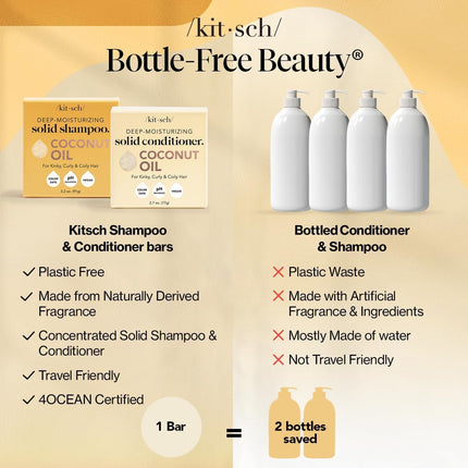 kitsch Coconut Oil Shampoo and Conditioner Set – Deep Moisturizing for Dry Damaged Hair