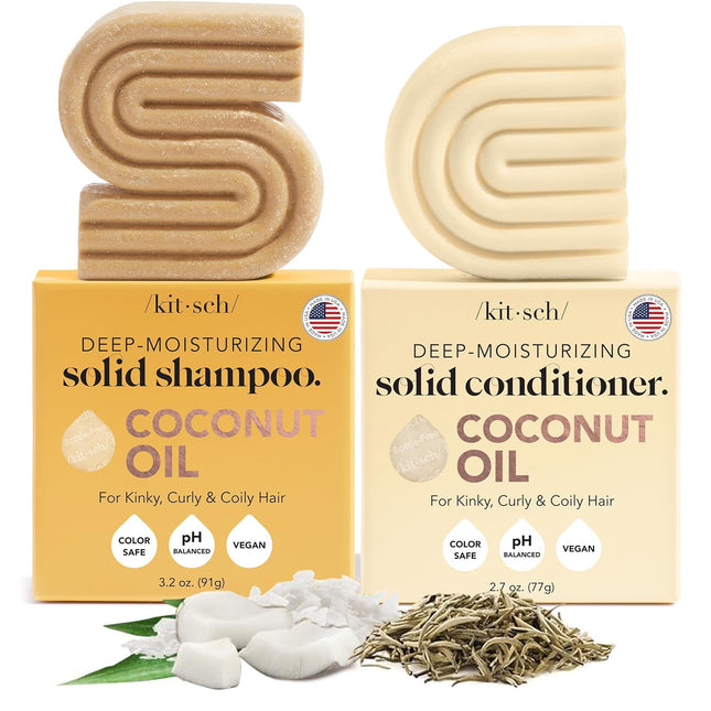 kitsch Coconut Oil Shampoo and Conditioner Set – Deep Moisturizing for Dry Damaged Hair