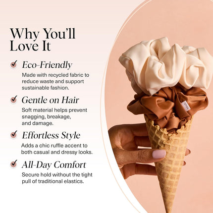 kitsch Cream & Camel Oversized Scrunchies