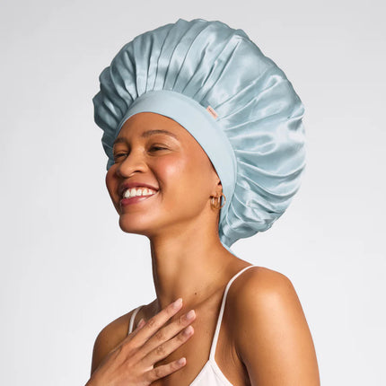 kitsch Haze Blue Oversized Satin Bonnet
