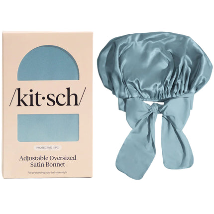 kitsch Haze Blue Oversized Satin Bonnet