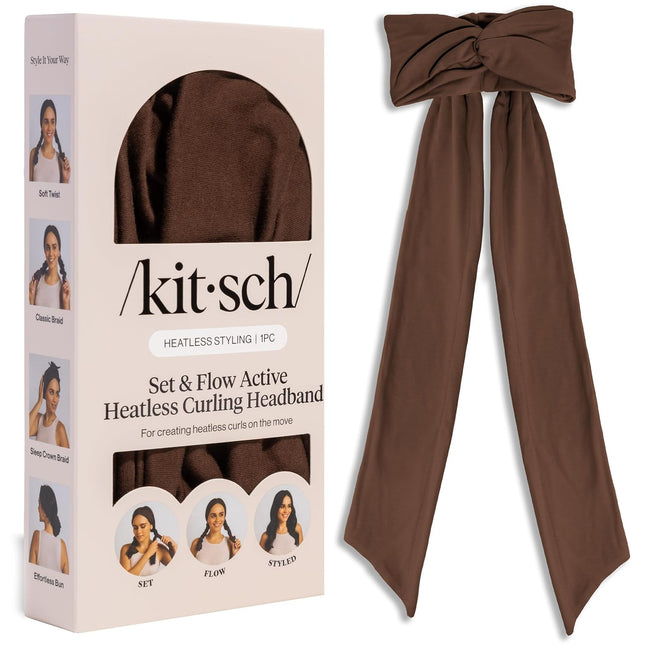kitsch Chocolate Brown Set & Flow Active Curling Headband