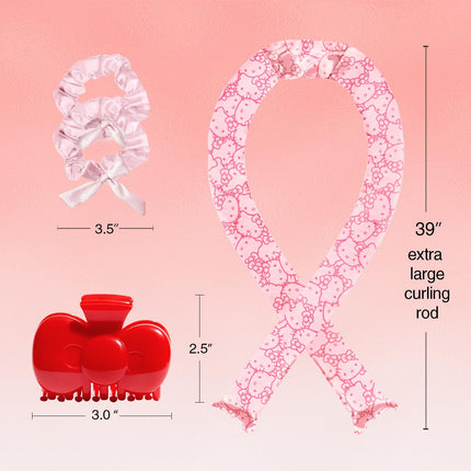 kitsch Hello Kitty x Kitsch XL Satin Heatless Styling & Bow Claw Clip 4pc Set