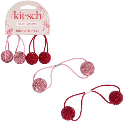 kitsch Red & Pink Bubble Hair Ties