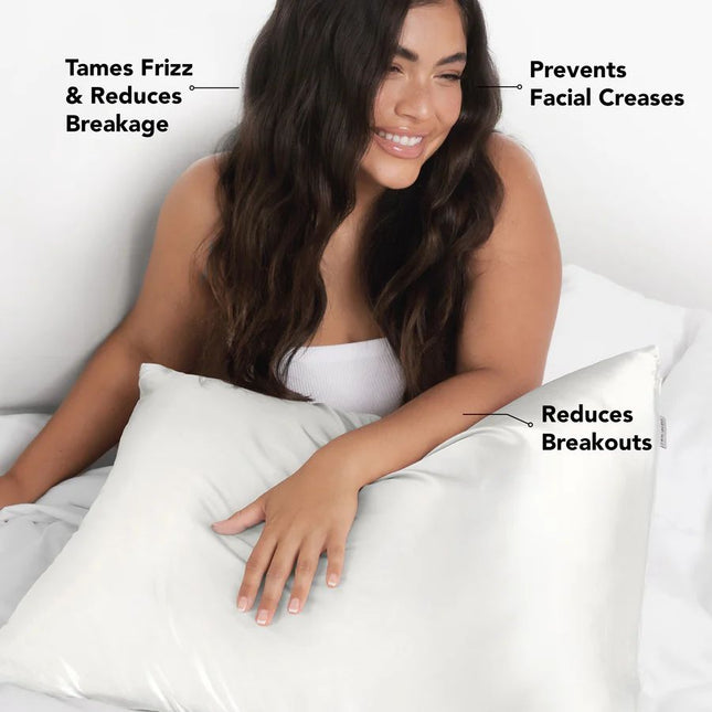 kitsch Ivory Satin Pillowcase - King