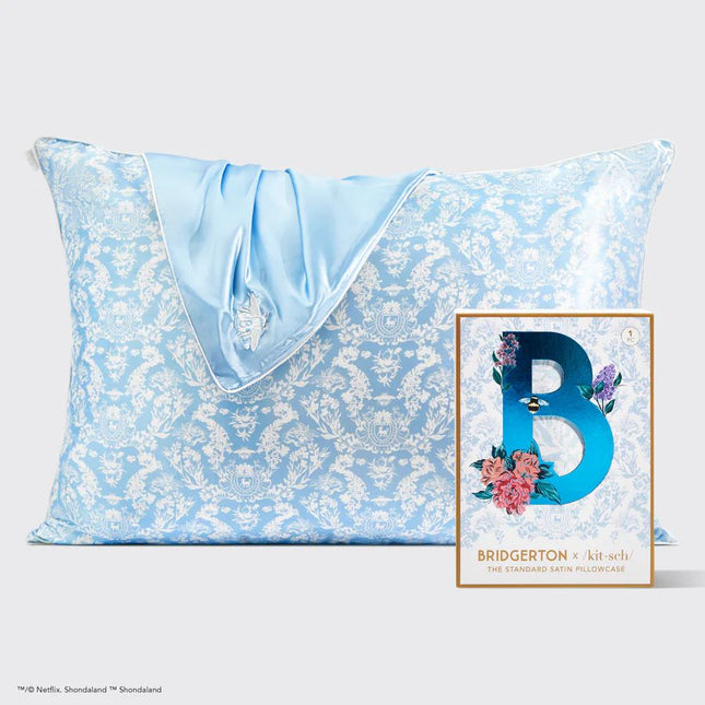kitsch x Bridgerton Satin Pillowcase in Toile De Blue - Standard/Queen