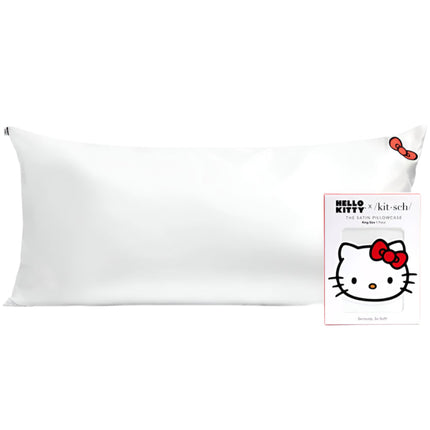 kitsch x Hello Kitty Satin Pillowcase in Ivory Kitty Bow - King