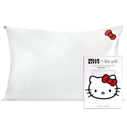 kitsch x Hello Kitty Satin Pillowcase in Ivory Kitty Bow - Standard