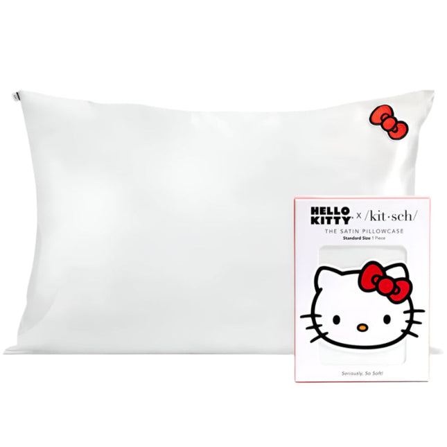 kitsch x Hello Kitty Satin Pillowcase in Ivory Kitty Bow - Standard