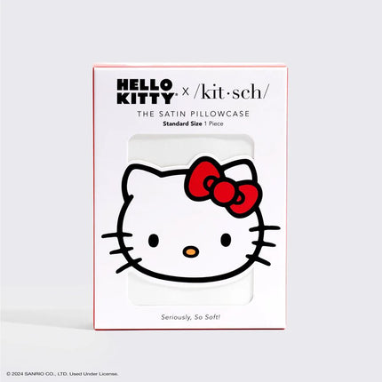 kitsch x Hello Kitty Satin Pillowcase in Ivory Kitty Bow - Standard