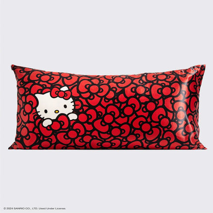 kitsch x Hello Kitty Satin Pillowcase in Kitty Bathes in a Sea of Bows - King
