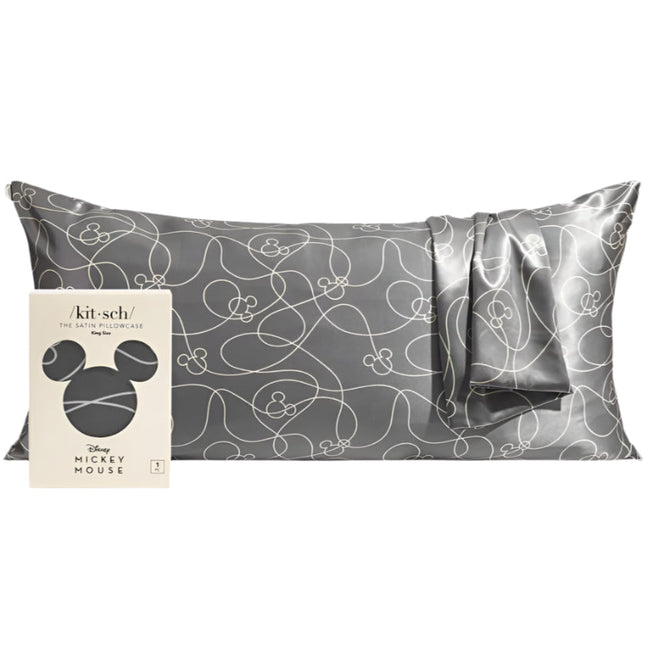 kitsch x Mickey and Minnie Satin Pillowcase in Mickey Maze - King