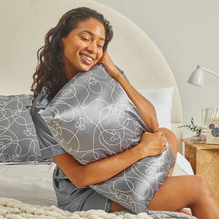 kitsch x Mickey and Minnie Satin Pillowcase in Mickey Maze - King