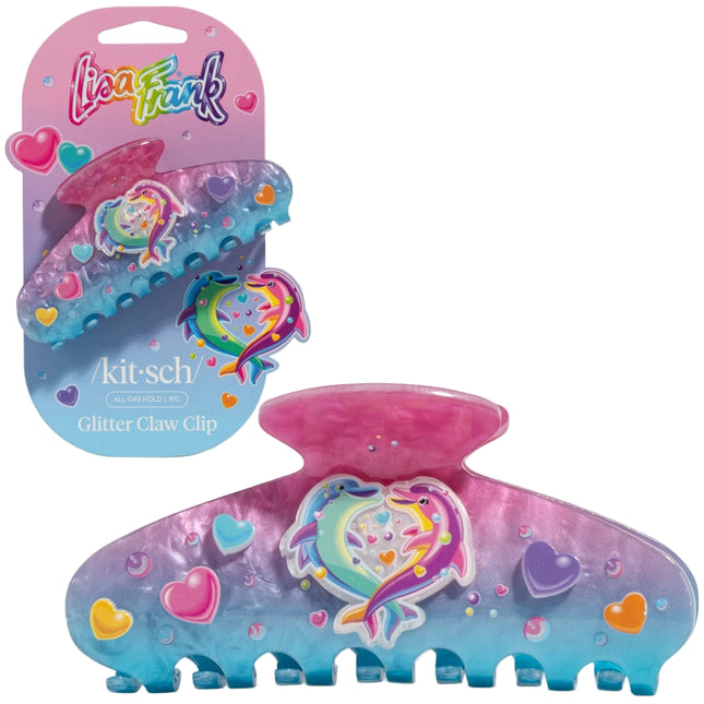 kitsch Lisa Frank x Kitsch Glitter Claw Clip in Dancing Dolphins™