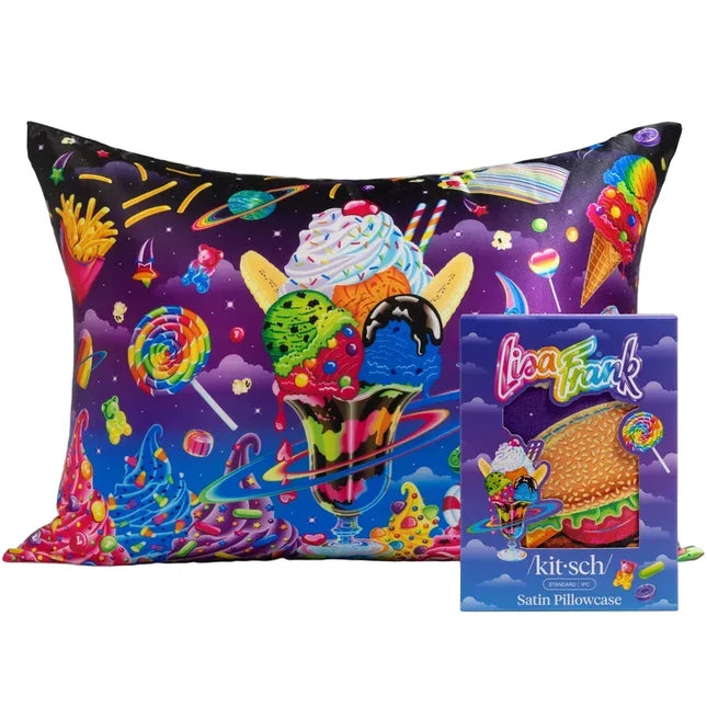 kitsch Lisa Frank® X Kitsch Satin Pillowcase in Saturn Sundae™