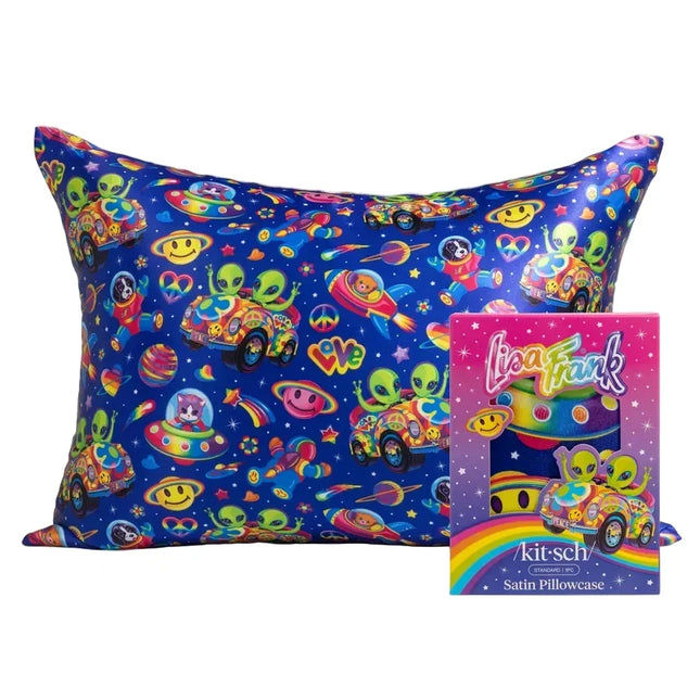 kitsch Lisa Frank® x Kitsch Satin Pillowcase in Zoomer™ & Zorbit™
