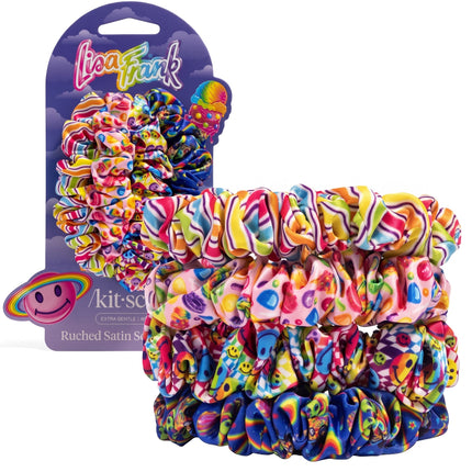 kitsch Lisa Frank® x Kitsch Ruched Satin Scrunchies in Fantastic World™ of Lisa Frank