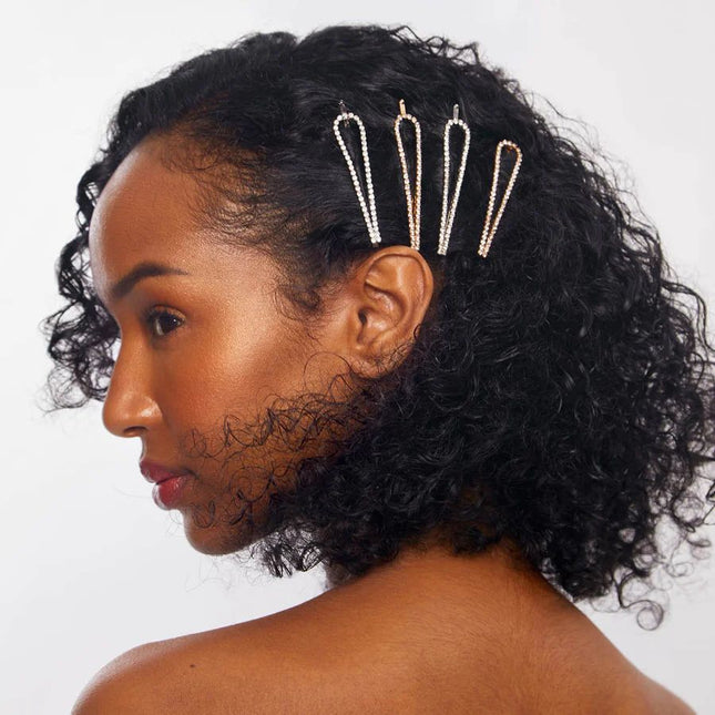 kitsch Metal Rhinestone Drop Bobby Pins 4pc Set - Gold and Silver