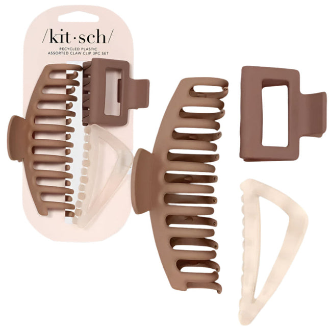 kitsch Neutral Assorted Claw Clips 3pc Set